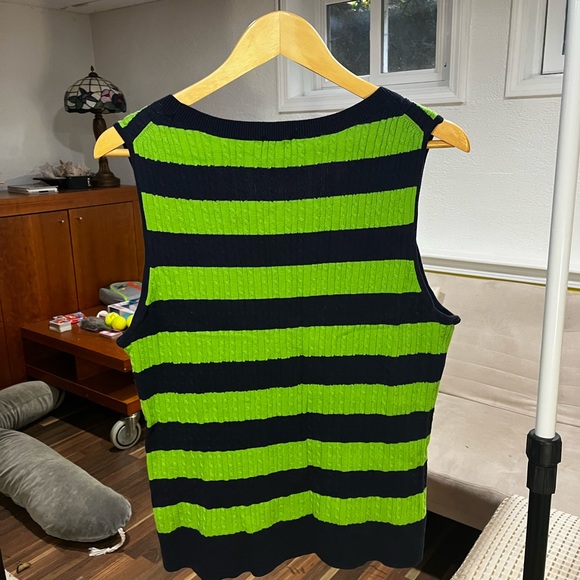 green and navy striped sweater vest - Picture 2 of 3